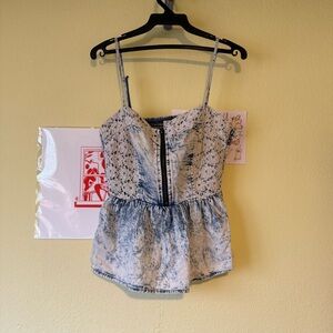 Faux denim light wash tank